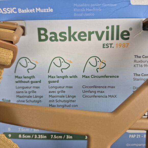 Baskerville Classic Lightweight Basket Muzzle Dog Behaviour Training Size 9 NEW - Picture 3 of 5
